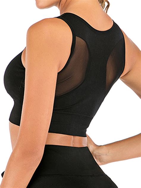 Sports Bra For Women Mesh Back Padded Sports Bras Light Support Yoga