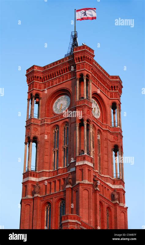 Germany Berlin Clock Tower Of The Town Hall Red Town Hall Stock