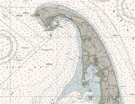 Cape Cod Bay Nautical Chart Canvas Gallery Wrap Etsy