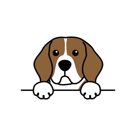 Cute Beagle Dog Paws Up Over Wall Dog Face Cartoon Vector