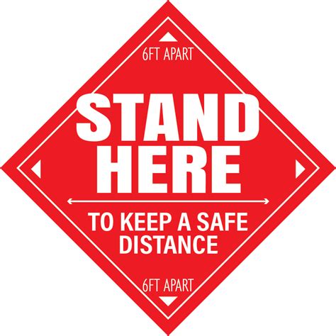 Stand Here To Keep A Safe Distance Floor Decal 17 Inch Trophy Depot