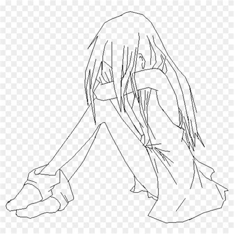 Crying Anime Girl Lineart