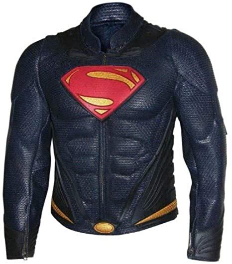 Men Superhero Genuine Leather Biker Jacket Large Blue At Amazon Mens