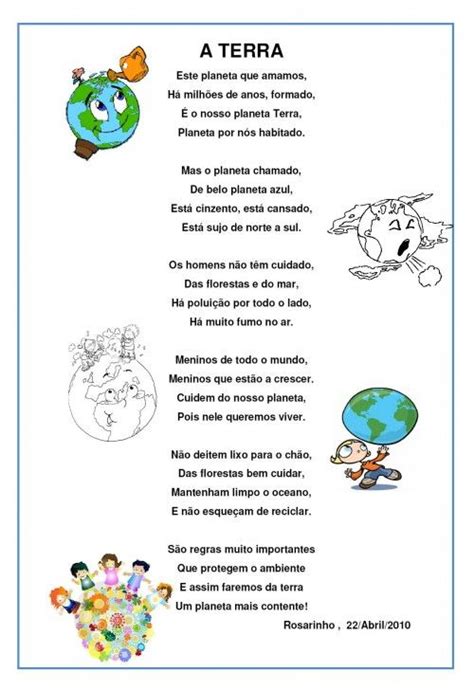 Poemas DIA MUNDIAL DA TERRA Jardins Saudáveis Dia mundial da