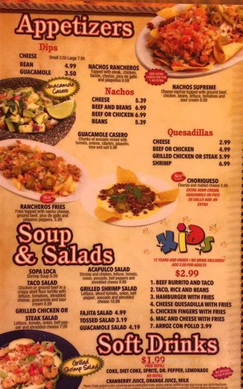 We're serving all your favorite menu items, from classic burritos and tacos, to new favorites like the $5 double stacked tacos box, crunchwrap supreme, fiesta taco bell. Menu of Dos Rancheros Mexican Restaurant in Murfreesboro ...