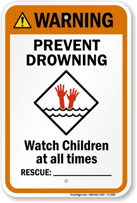 Prevent Drowning Watch Children Sign Sku S 7069