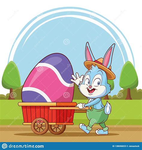 Happy Easter Cartoon Stock Vector Illustration Of Decor