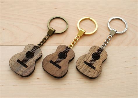 Personalized Wood Guitar Keychain Guitar Teacher T Wooden Etsy
