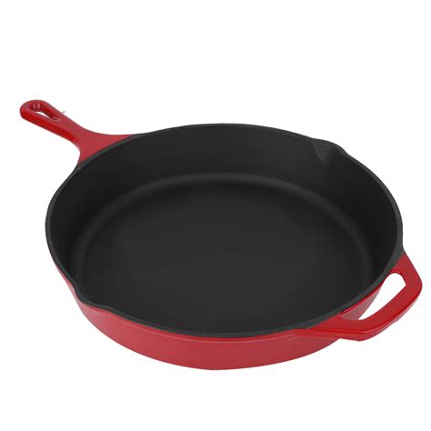 Enameled Cast Iron Skillet Deep Saute Pan Frying Pan 12 Inch 32cm Red