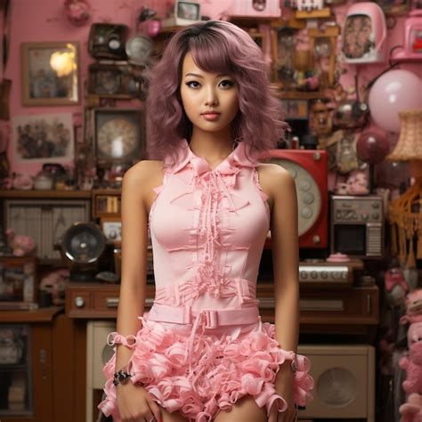 Ein Taiwanesisches Mädchen Gekleidet Wie Eine Generative Ki Einer Barbie Puppe Premium Foto