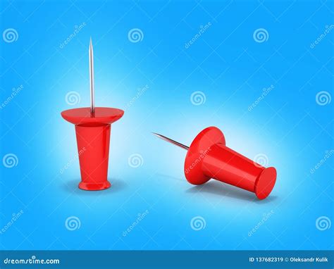 Red Pins On Blue Gradient Background 3d Stock Illustration