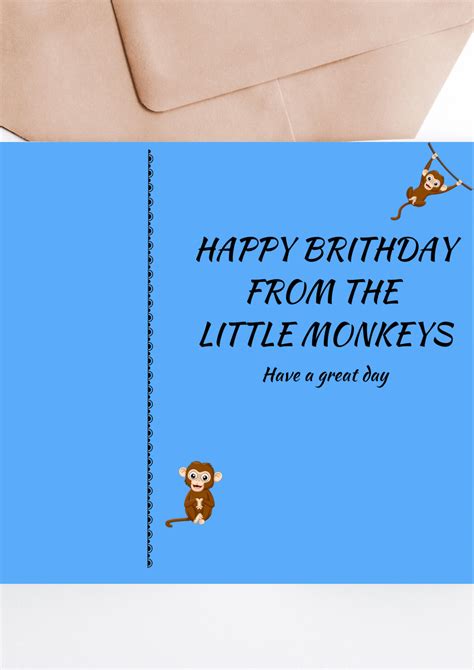 Happy Birthday Monkeys Printable Card Monkeys Printable Etsy