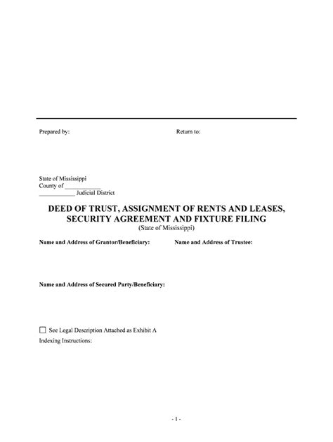 Deed Of Trust Assignment Of Rents And Leases Security Agreement And