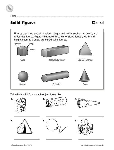 Solid Figures Worksheets With Answers 3d Shapes For Grade 5 Worksheet