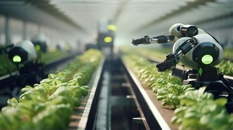 Premium Ai Image Smart Robotic Farmers In Agricultural Futuristic Robot