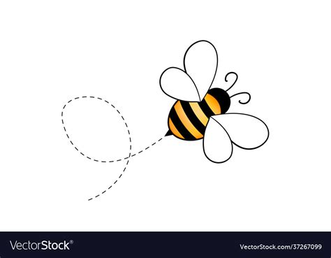 Set Cartoon Bee Mascot A Small Bees Flying Vector Image