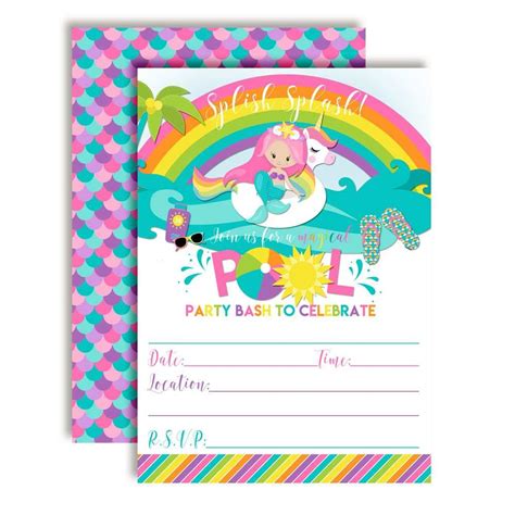 Unicorn Pool Party Invitation Template Cards Design Templates