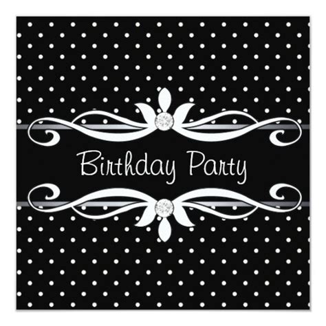 Black Polka Dot Womans Birthday Party Card Zazzle