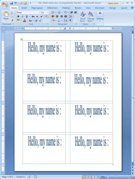 Microsoft Word Templates For Name Plates Gaseval