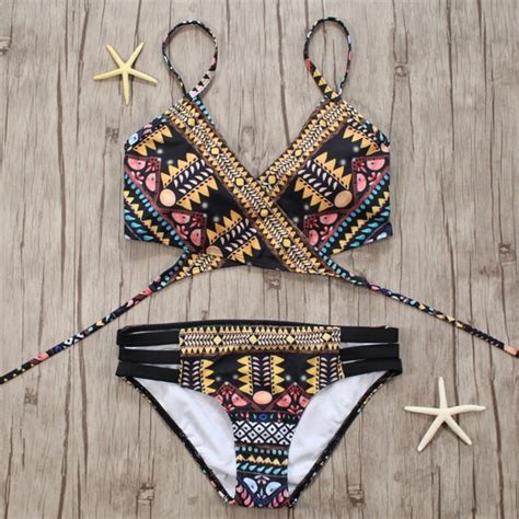 Tribal Bikini Tribal Swimsuit Aztec Bikini Push Up Bikini Etsy