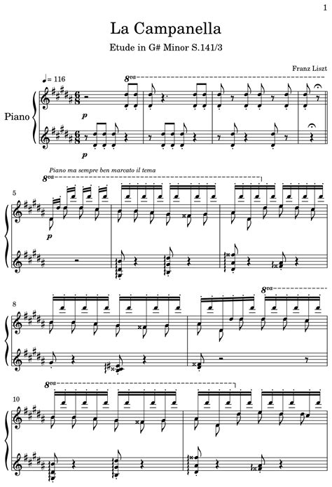 La Campanella Sheet Music For Piano