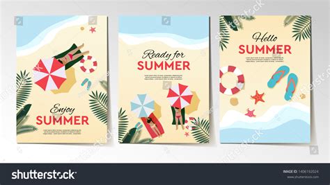 set summer holidays tropical vacation posters stock vector royalty free 1406192024