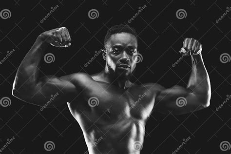 professional black bodybuilder demonstrating his amazing musculs stock image image of model