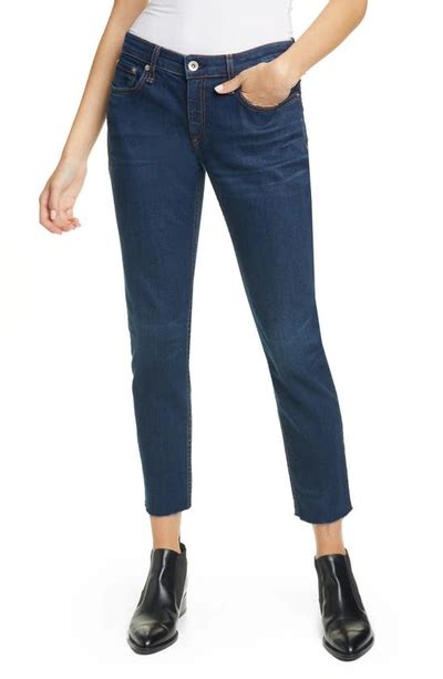 Rag And Bone Dre Low Rise Slim Ankle Boyfriend Jeans In Blue Modesens