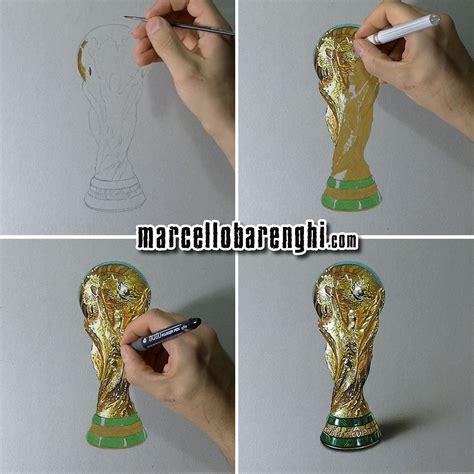 Marcello Barenghi Fifa World Cup Trophy Drawing Phases Art Drawings