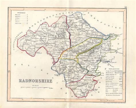 Radnor Radnorshire Powys Cymru Wales Antique Map Maps And Antique Prints