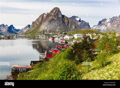 Picturesque View Of The Town Of Reine In The Lofoten Islands Norway
