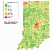 Landkarte Indiana (Karte Bevölkerungsdichte) : Weltkarte.com - Karten ...