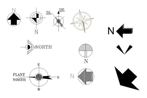 North Arrow Indication Symbols In Dwg Autocad File Cadbull