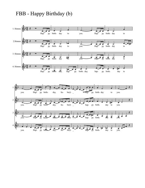 Happy Birthday Sheet Music For Soprano Saxophone Alto Saxophone Tenor Saxophone Baritone