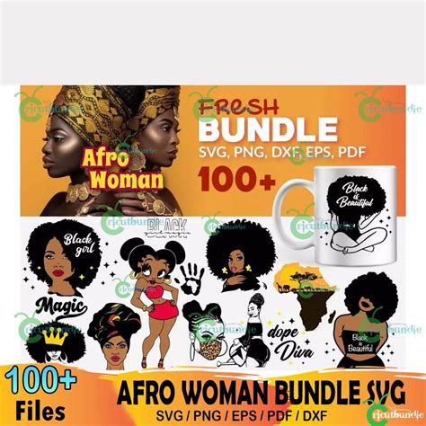 100 Afro Woman Bundle Svg Free Svg Files For Cricut