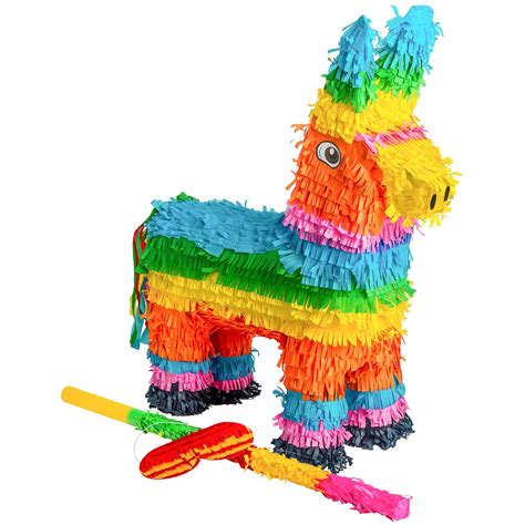 Donkey Cardboard Pinata, Stick and Blindfold Set