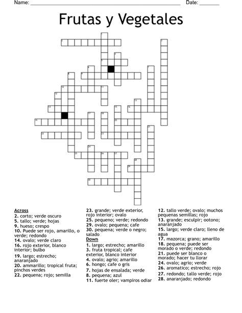 Tabla De Vegetales Y Frutas