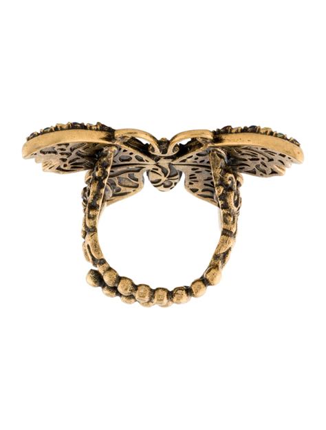 Gucci Crystal Studded Butterfly Ring Rings Guc380015 The Realreal