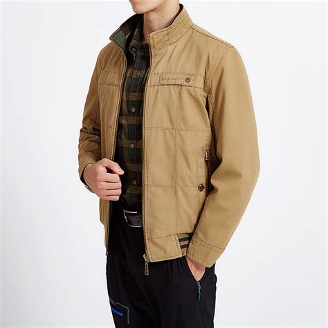 Men Reversible Double Sided Wearable Cotton Zipper Up Outdoor Jacket