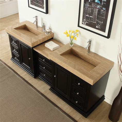Dual sink vanities are particularly popular for master. 90" Double Sink Bathroom Modular Vanity Travertine Stone ...