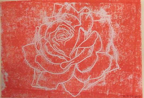 Kunstwerk Linoldruck Rose A4 Von Santa Marina