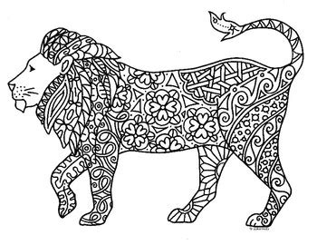 Discover our coloring pages of lions to print and color for free ! Lion Zentangle Coloring Page by Pamela Kennedy | TpT