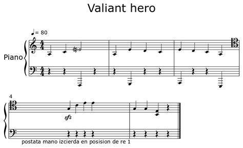 Valiant Hero Sheet Music For Piano