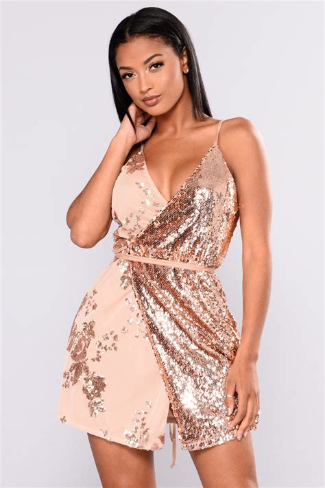 Out And About Sequin Dress Rose Gold Fashion Nova Dresses Fashion Nova