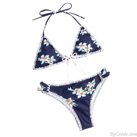 Sexy Blumen Riemenschale Dreieck Bikini Zwei St Ck Strand Badeanzug F R