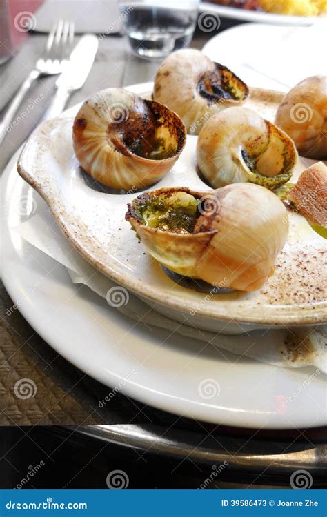 Escargots Snails In French Restaurant Cafe Stock Image Image Of Snail