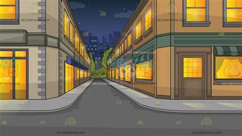 An City Side Street At Night Background Clipart Cartoons