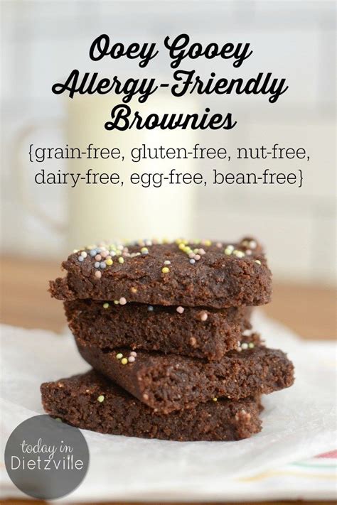 Safe ways to sweeten the day for people with food allergies some twelve million americans suffer serious allergic reactions to nuts, dairy, glutens, and other common foods typically found in desserts. Ooey Gooey Allergy-Friendly Brownies | Do you live grain-free, gluten-free, egg-free, dairy-free ...
