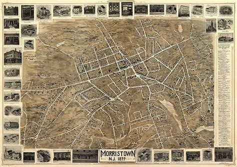 Morristown New Jersey 1899 Aerial Birds Eye View Map Poster