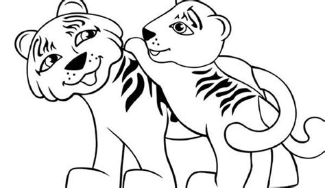 Cartoon tiger coloring page | free printable coloring pages. A Cartoon Drawing of Two Cute Tiger Cubs Coloring Page ...